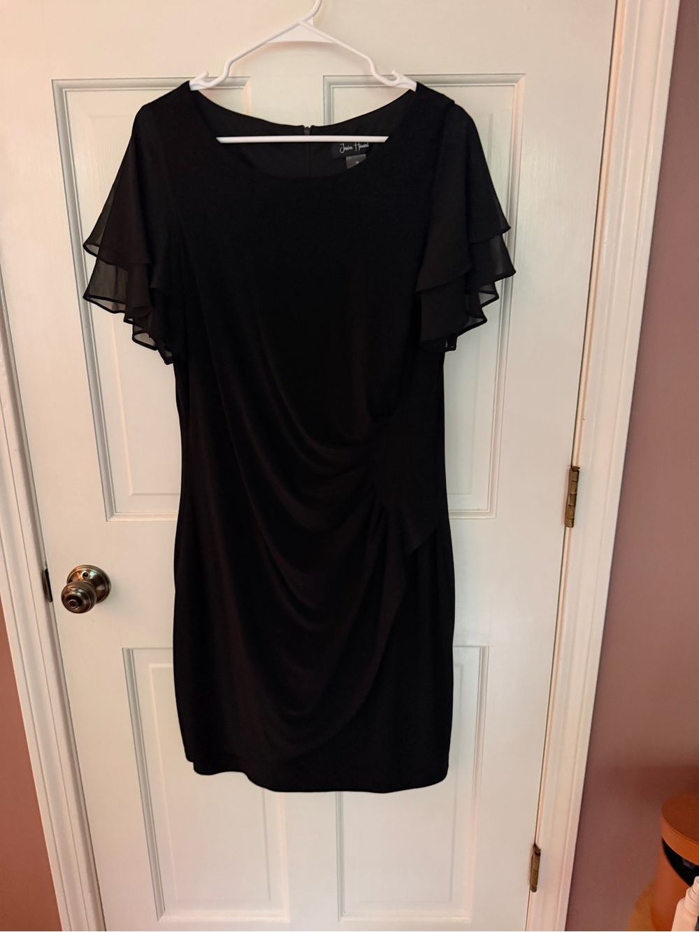 Jessica Howard Black Short Ruffle-Sleeve Mini Dress